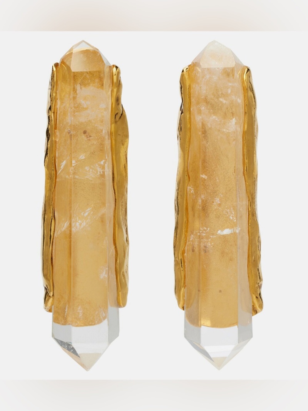 Gold and Clear Resin Bar Drop Earrings - saint laureate vibe Women Jewelry